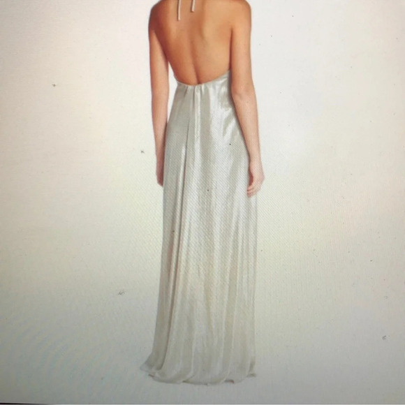 NOUVELLE AMSALE Ethereal Dress Sz S  elegant occasions rose gold halter Tall - Picture 6 of 7